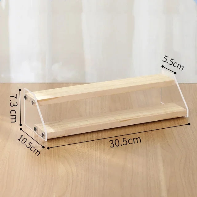 2-7 Layers Acrylic Storage Display Shelf Rack Figure Ladder Showcase Display Stand Wooden Household Action Figure Organizers