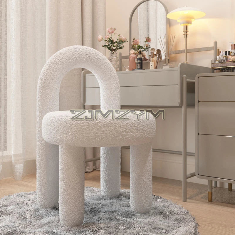 Round Velvet Vanity Stool Footrest