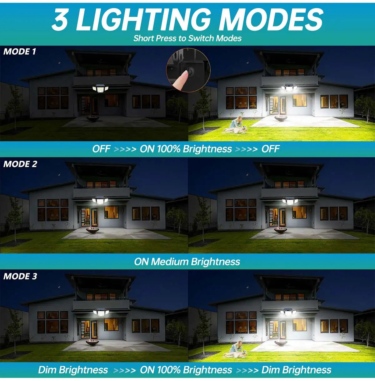 3-Head Adjustable Solar Motion Light
