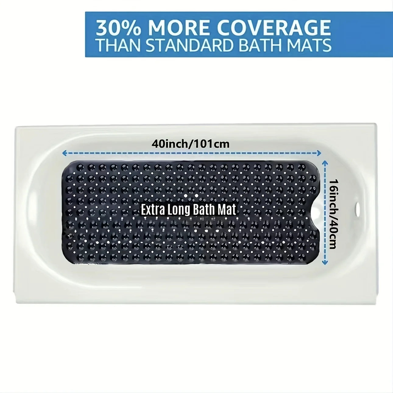 1Pc non-slip shower mat bathtub mat with drain holes and suction cups