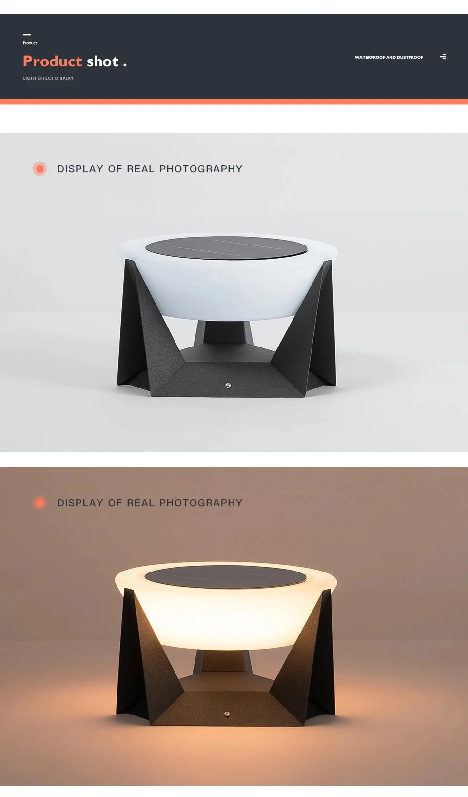 Solar Post Light Outdoor Column Pillar Light 3000K IP65 Garden