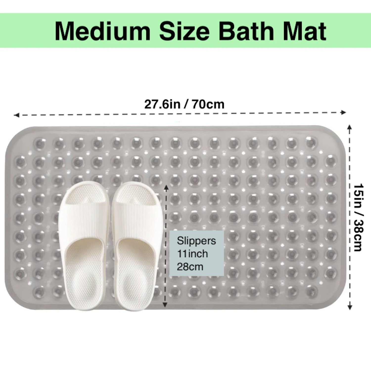 Suction Cup Bathtub Mat With Drain Holes