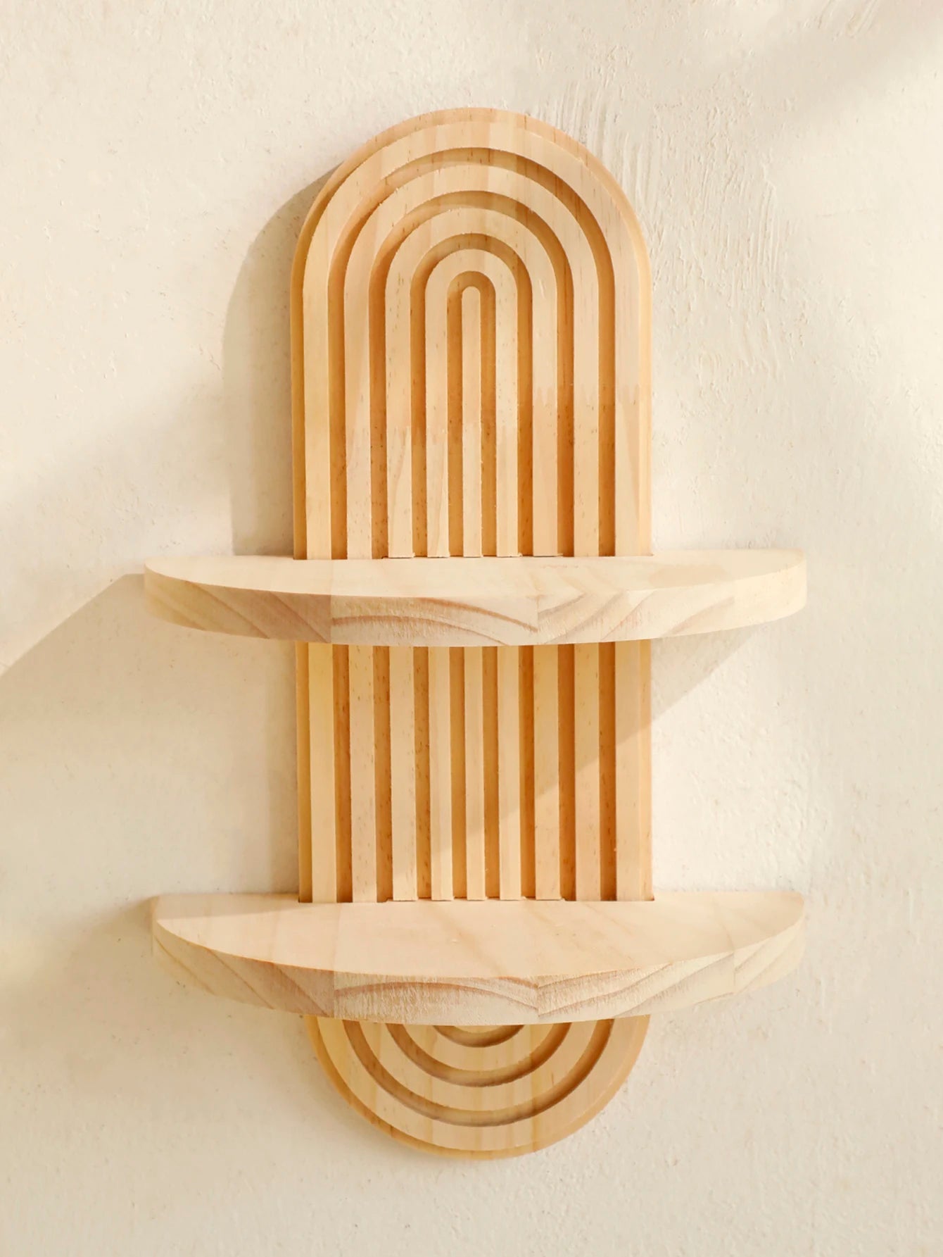 Boho Geometric Wooden Wall Shelf