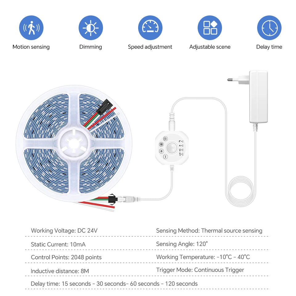 Running Water Flow Chasing LED Strip Lights 24V Motion Sensor