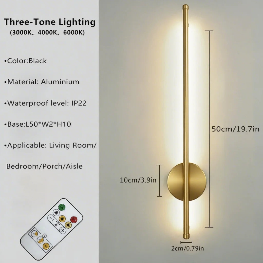 Magnetic Rechargeable Black Gold Wall Lamp