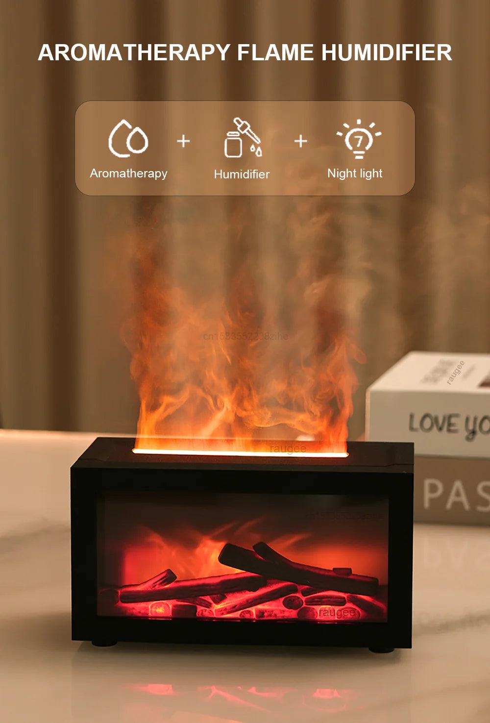 Fireplace Humidifier Aroma Flame Humidifier Fragrance Diffuser