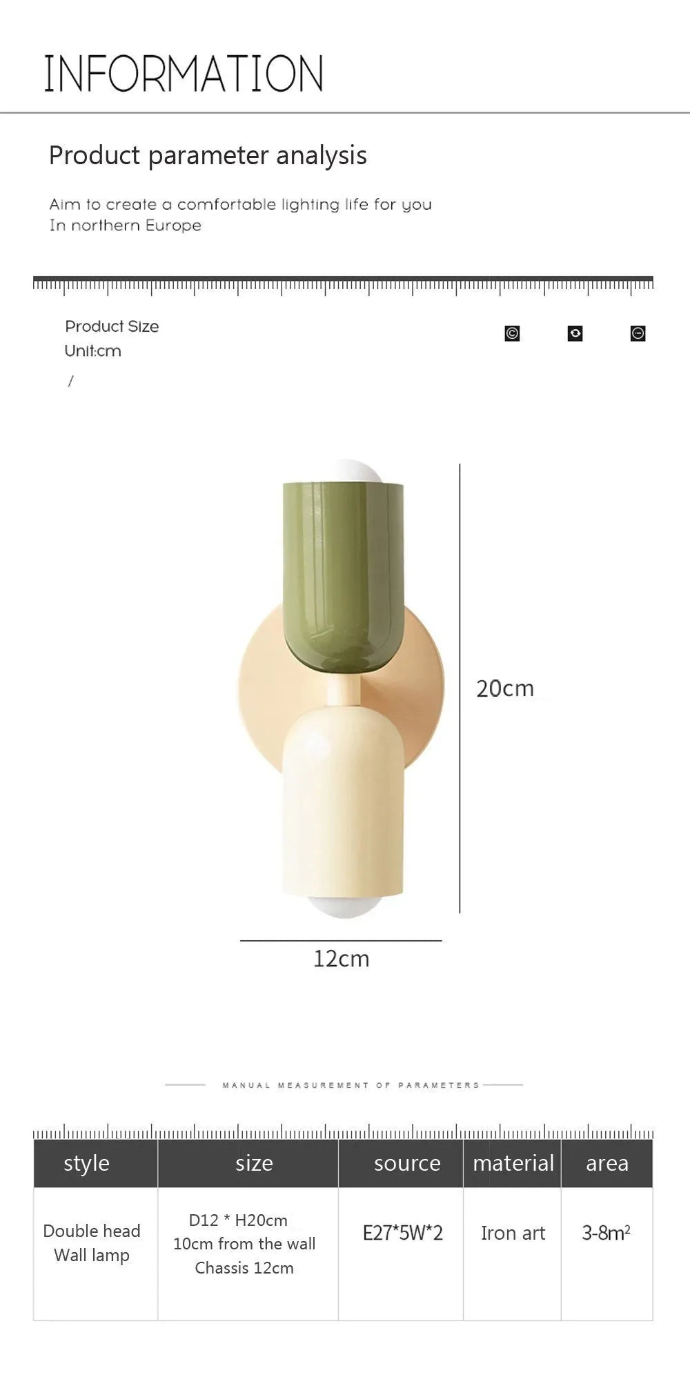 Cream Double Head Wall Lamp