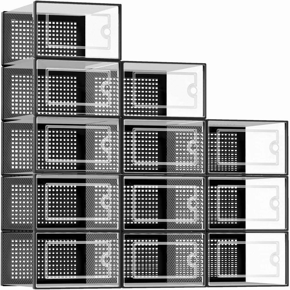 Stackable Clear Shoe Boxes 12 Pack