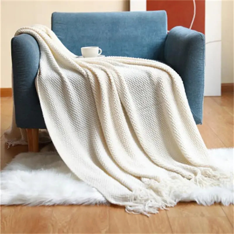 Nordic Solid Knit Throw Blanket
