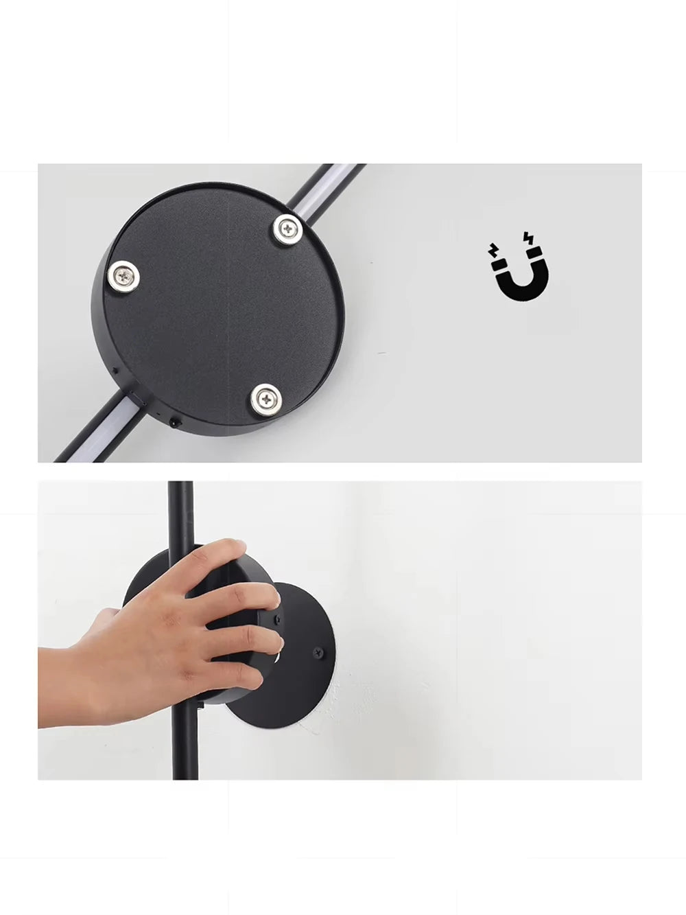 Magnetic Rechargeable Black Gold Wall Lamp