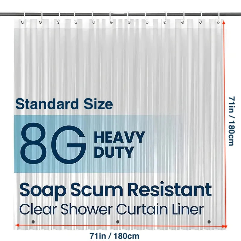 1pc Heavy Duty Clear Shower Curtain Liner with Metal Grommets