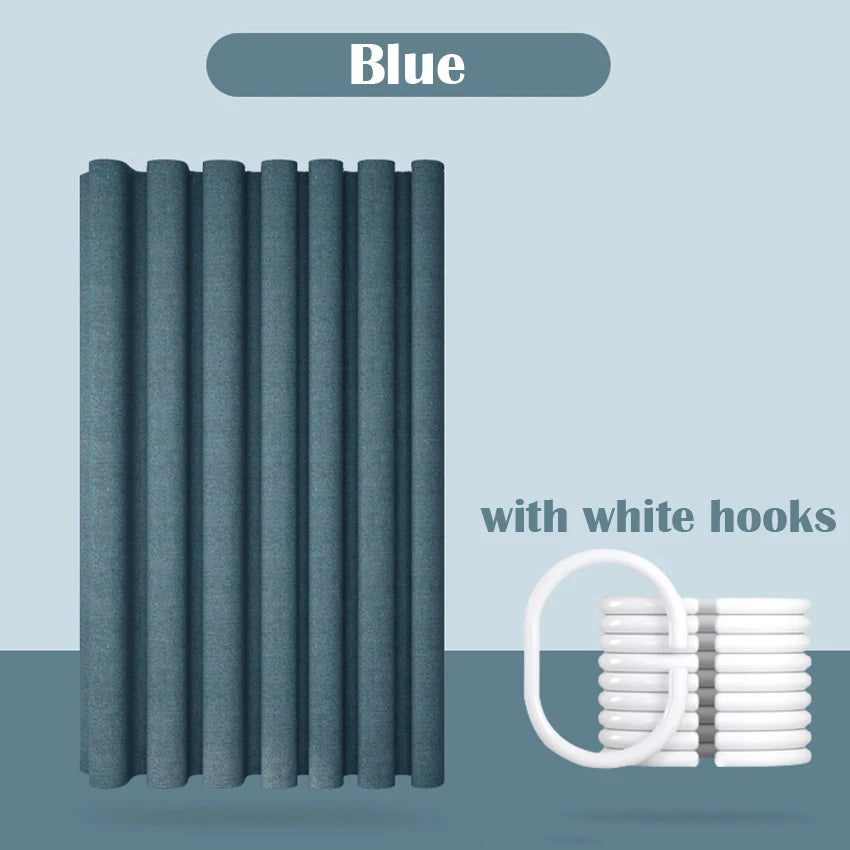 Thick Imitation Linen Shower Curtain Polyester Waterproof Shower