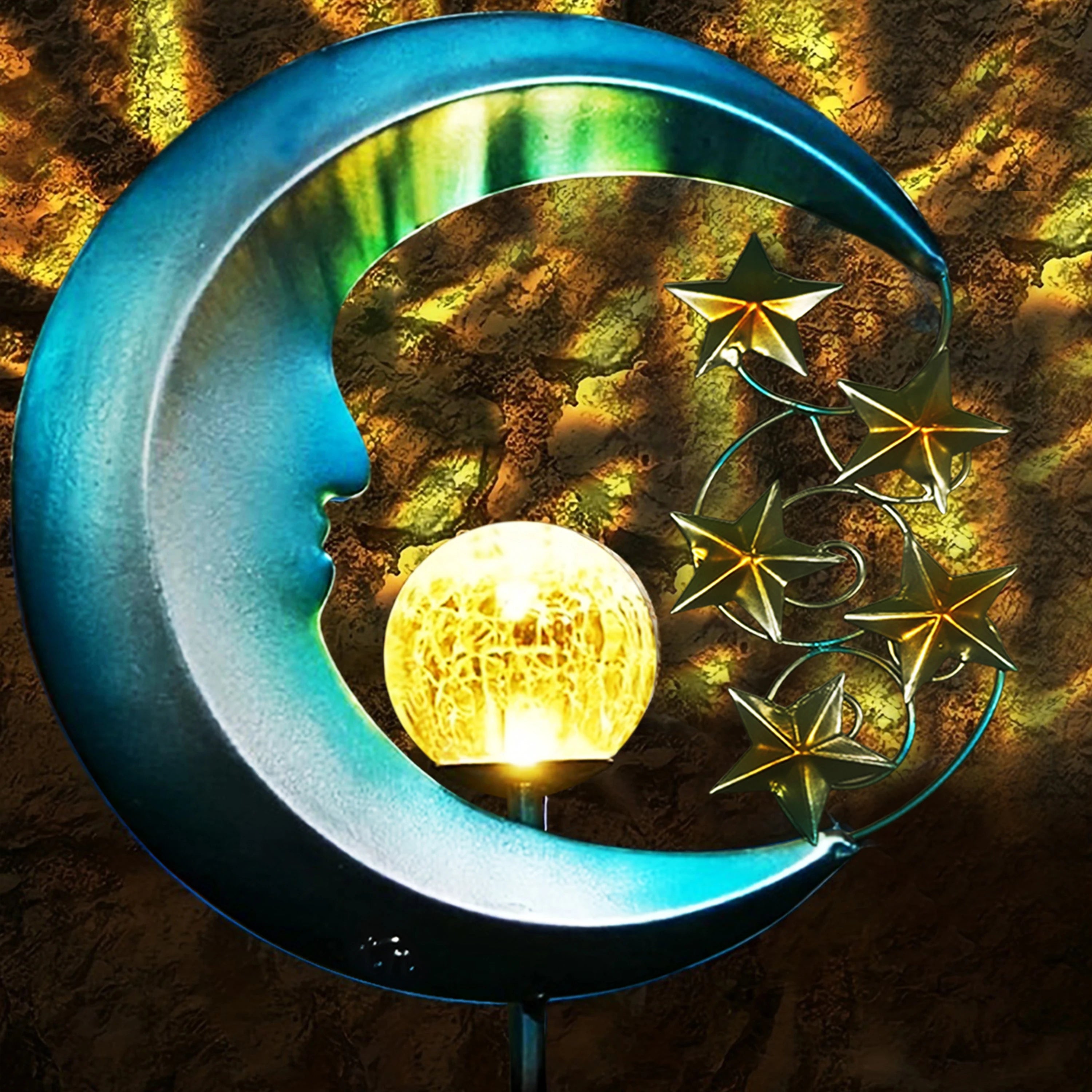 1pc Moon-Shaped Solar-Powered Metal Fairy Lantern - Waterproof LED
