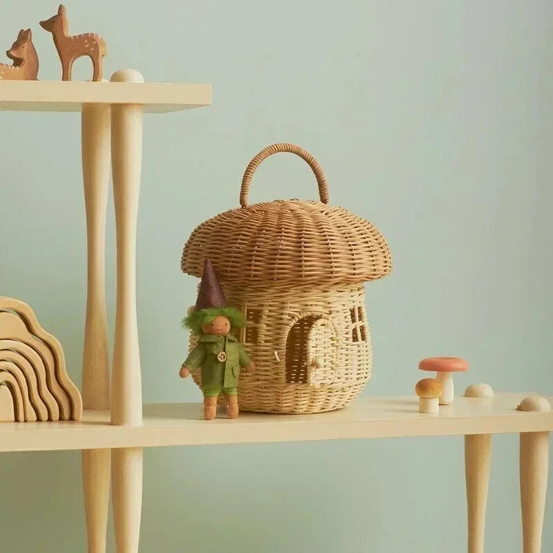Woven Rattan Mushroom Basket