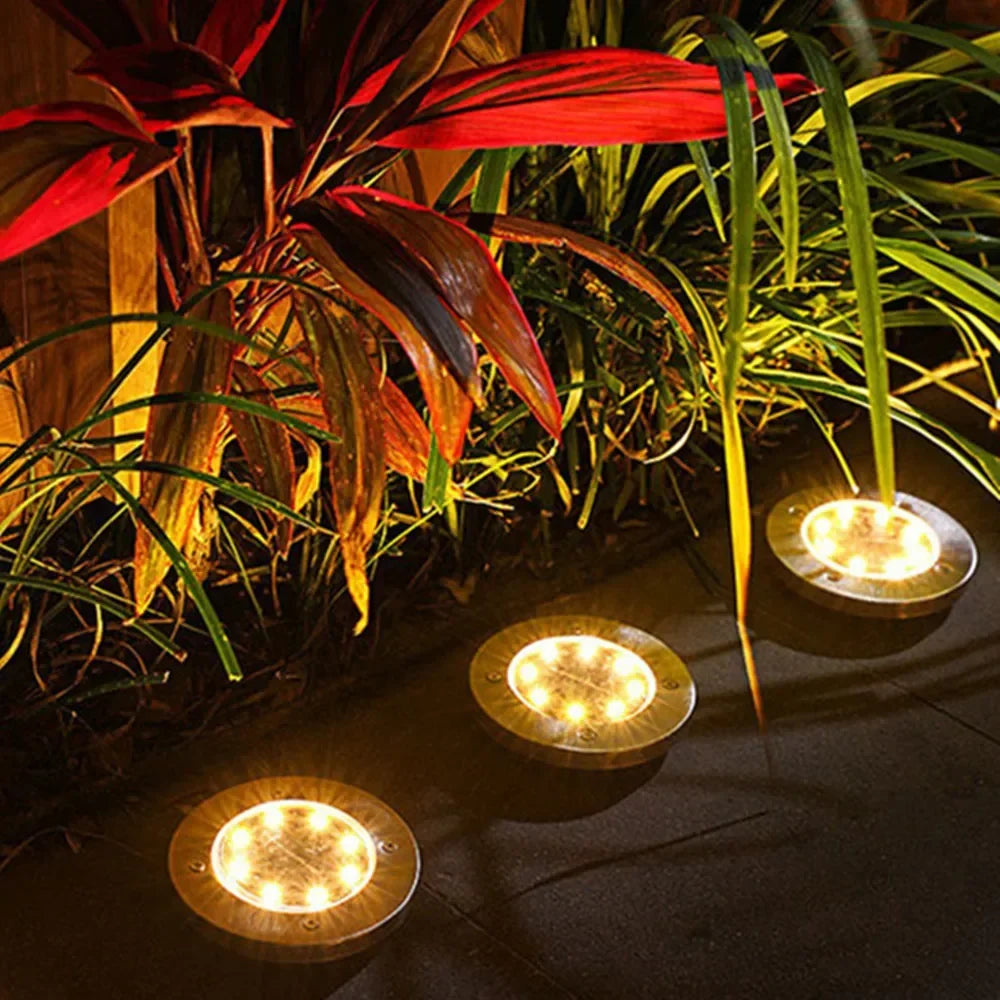 Solar Disk Ground Lights Set of 4