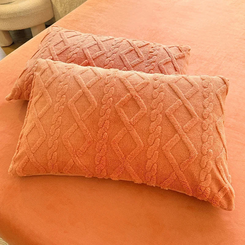 Milk Fleece Winter Thickened Pillowcase Bedding Coral Fleece Simple