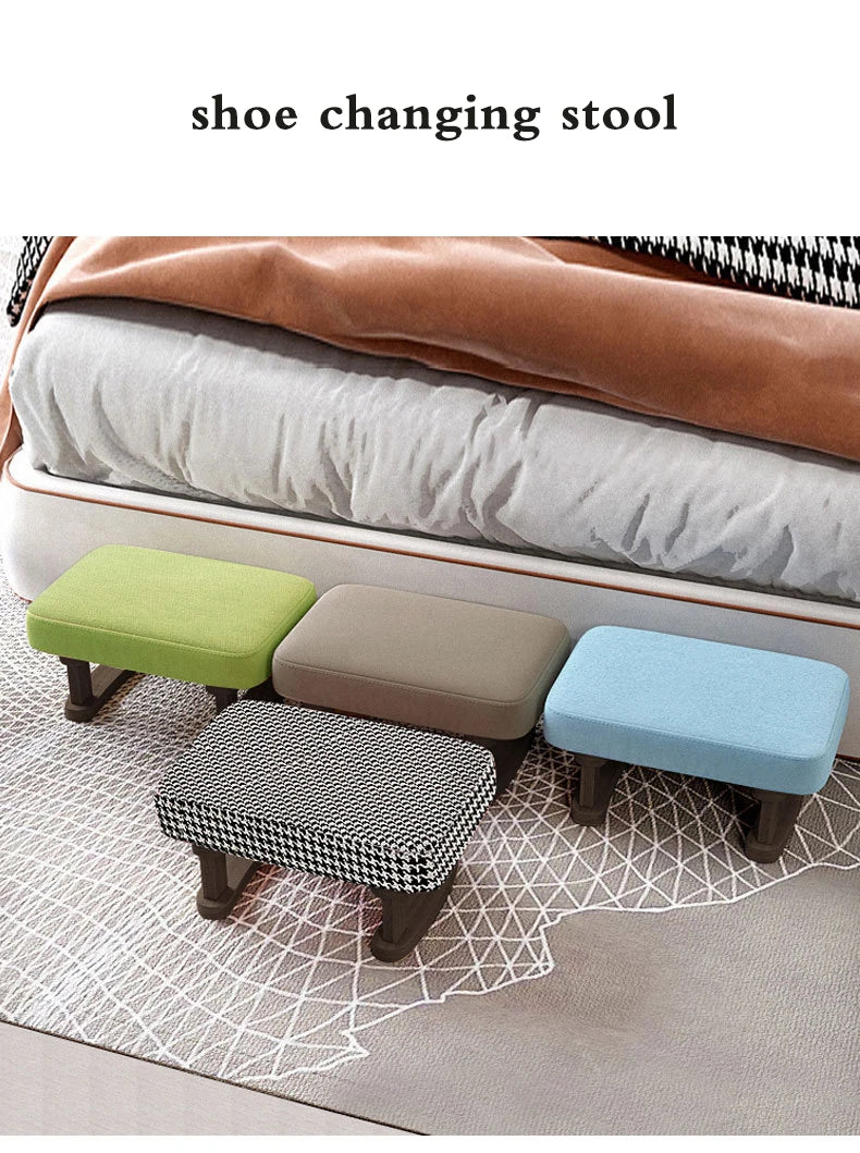 Solid Wood Shoe Changing Stool, Low Foot Rest