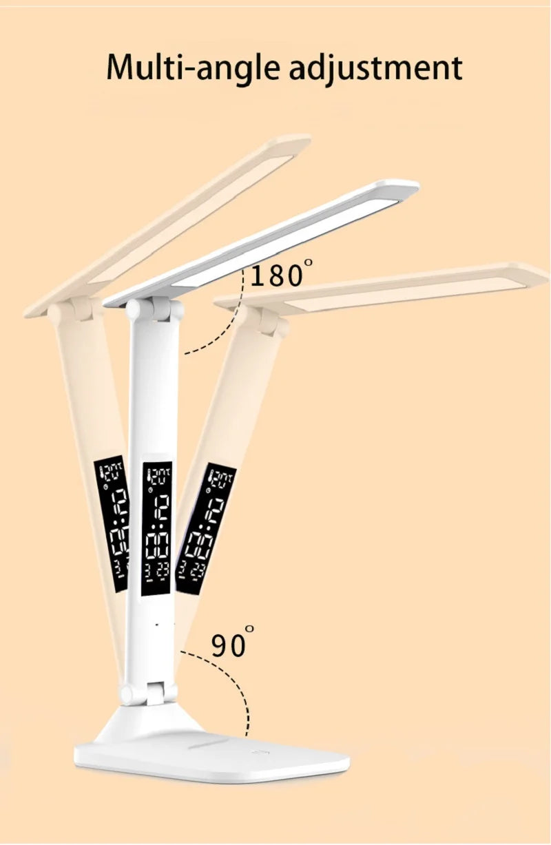 Folding Desk Lamp with Clock