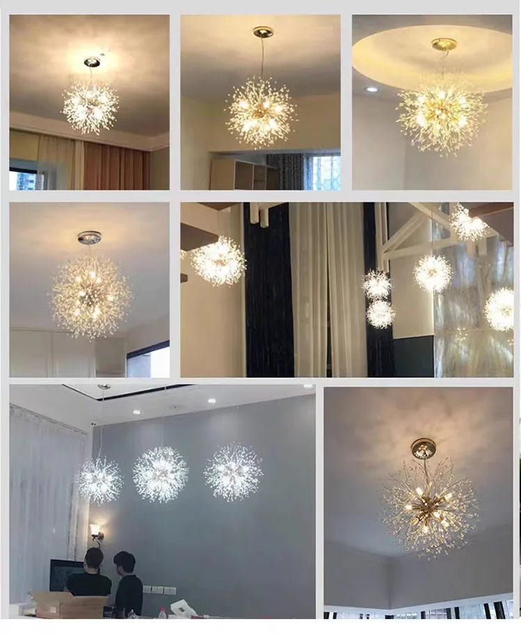 Modern Sky Star Fireball Crystal Pendant LED Lighting Dandelion