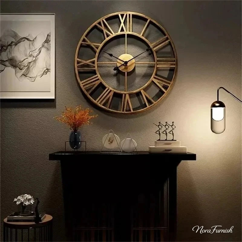 Augusta 3D Roman Numeral Metal Wall Clock, view 2