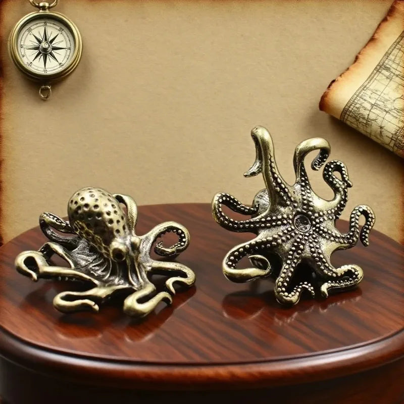 Brass Octopus Home Decoration Antique Copper Animal Figurines