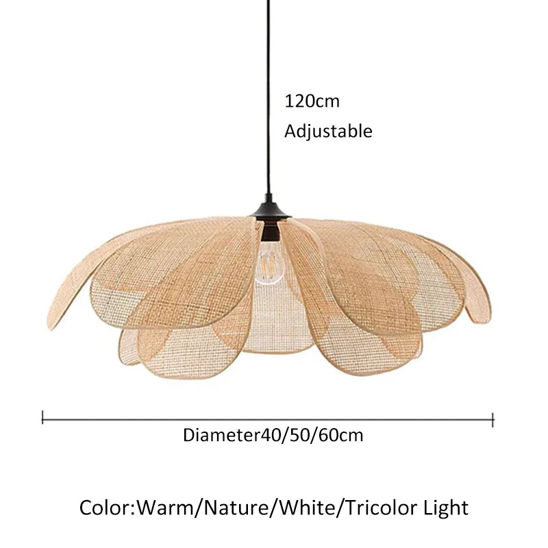 Rattan Woven Petal Pendant Light