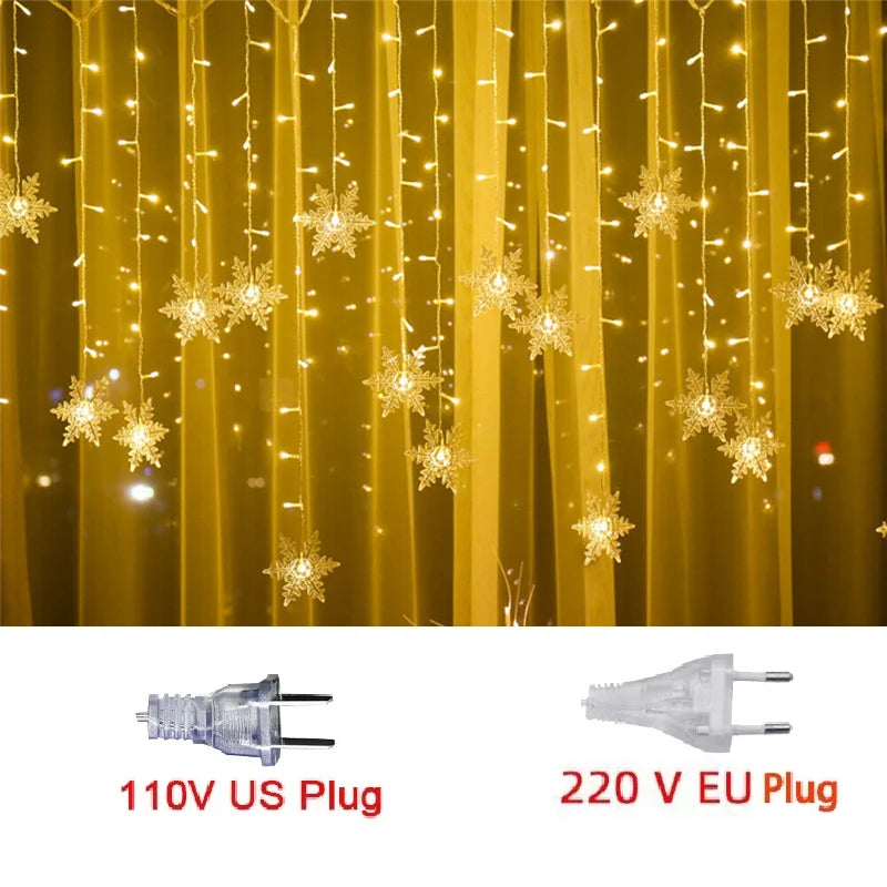 Snowflake LED Curtain Lights 3.2M