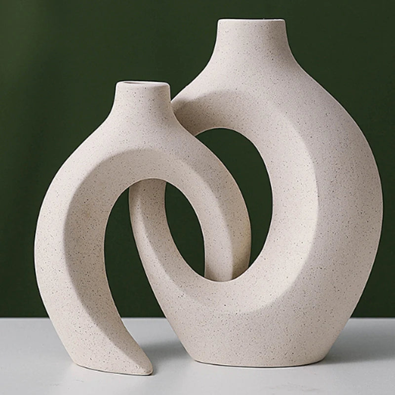 European Ceramic Vase Set Creative White Simple Home Decoration Living