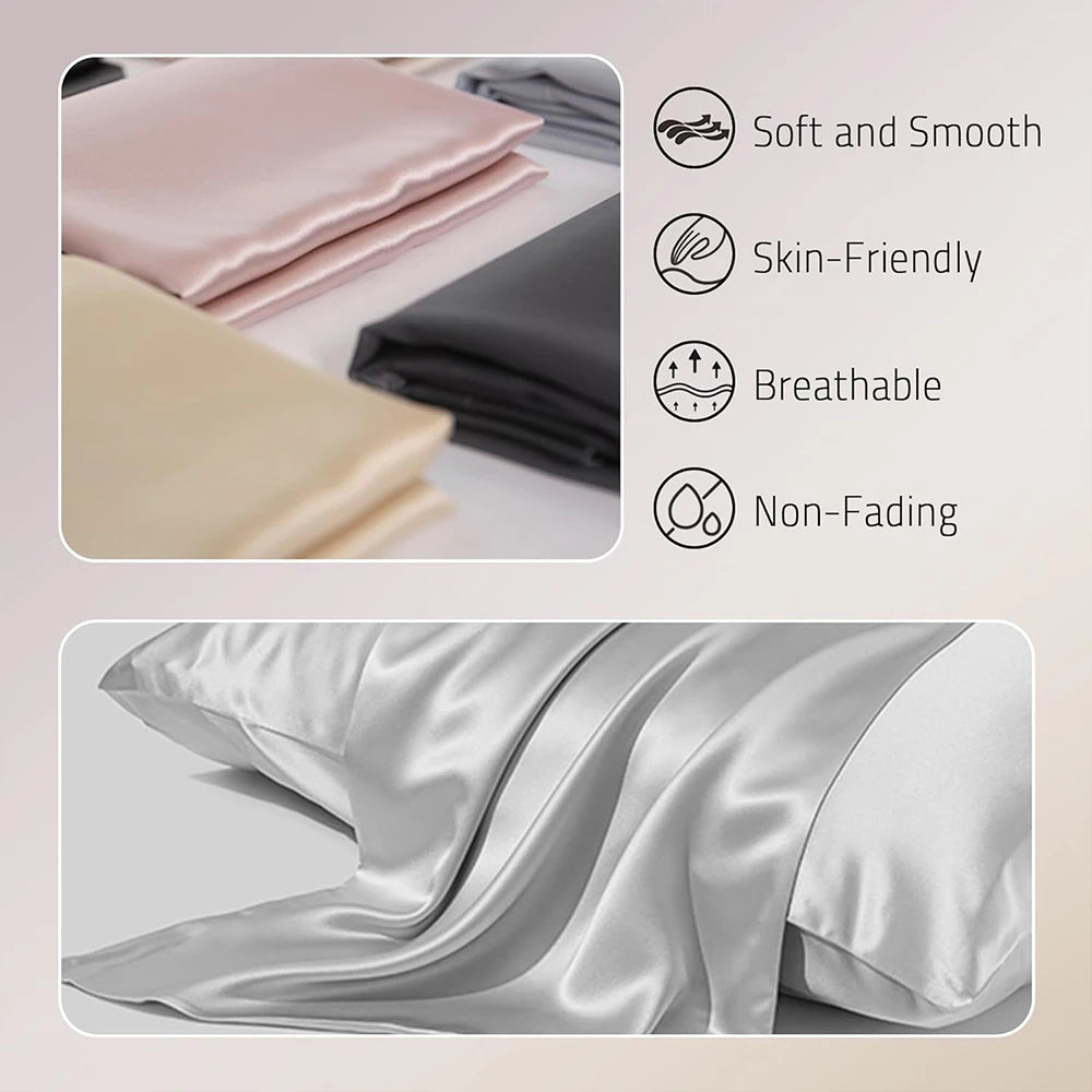 100% Natural Mulberry Silk Pillowcase with Hidden Zipper Double Sided