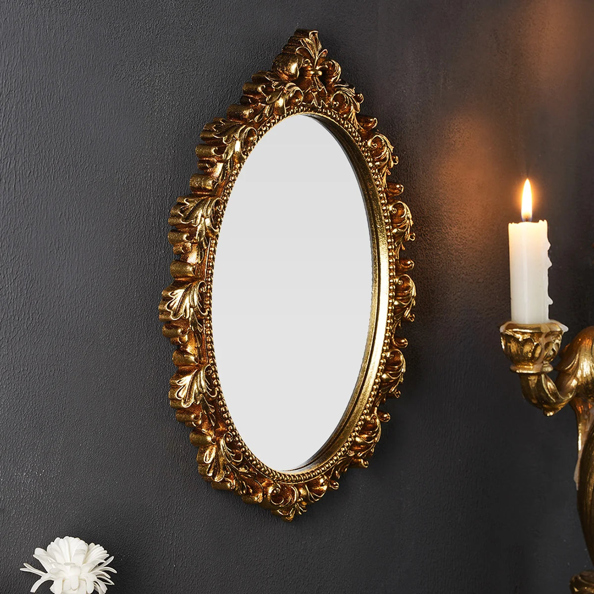 Golden Oval Wall Mirror