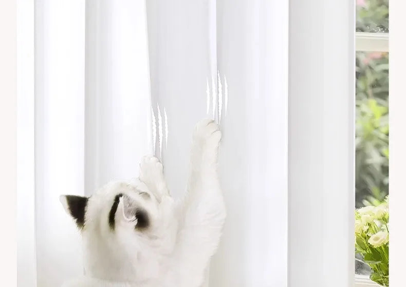 Custom Size Good Quality Cat-Proof White Tulle Sheer Curtains