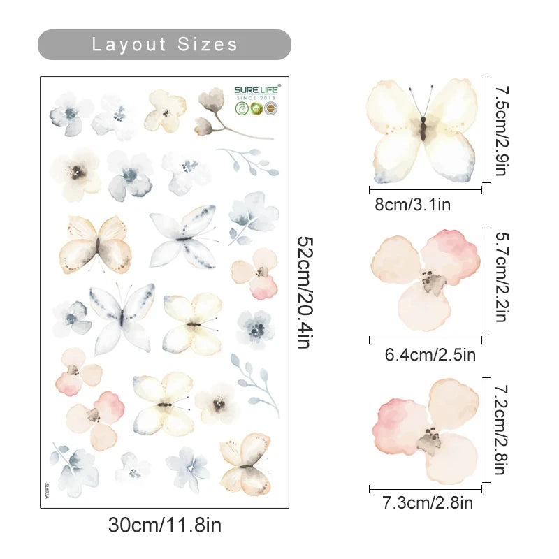 Boho Watercolor Flower Wall Decals