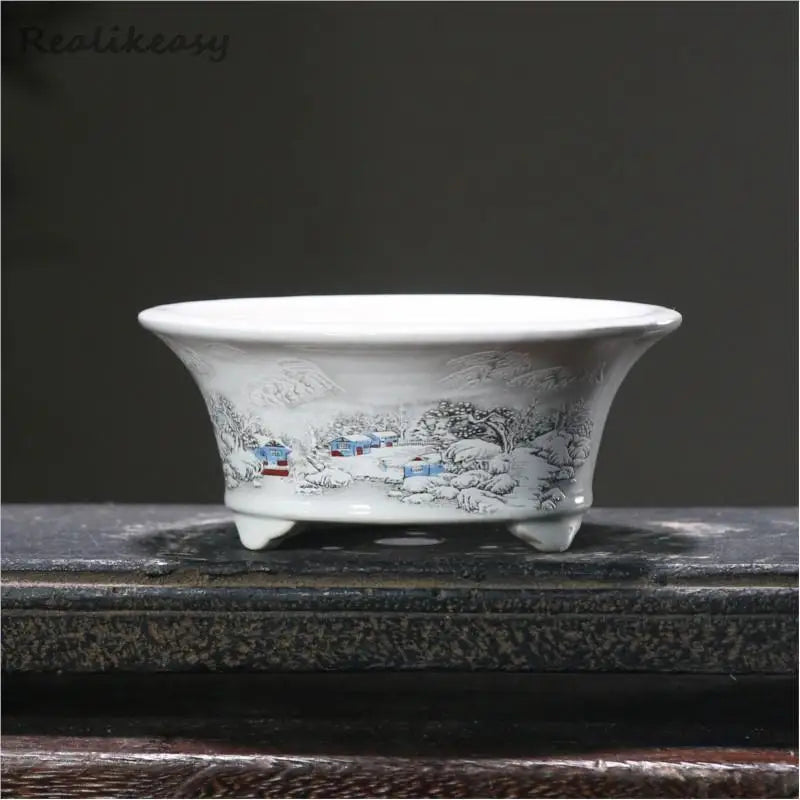 6Size Purple Sand Flower Pot Ceramic Bonsai Pot Handmade