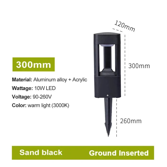 Outdoor LED Bollard Landscape Light Black Garden Pathway Lighting