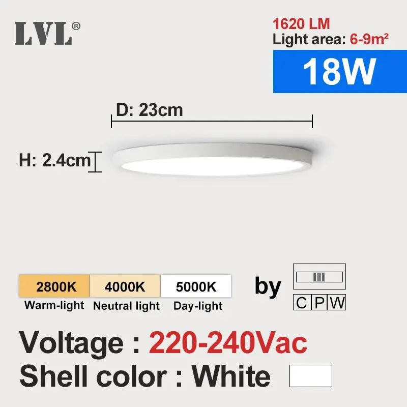 LED Ceiling Light Wood Grain & White 3 in 1 Lighting Colors