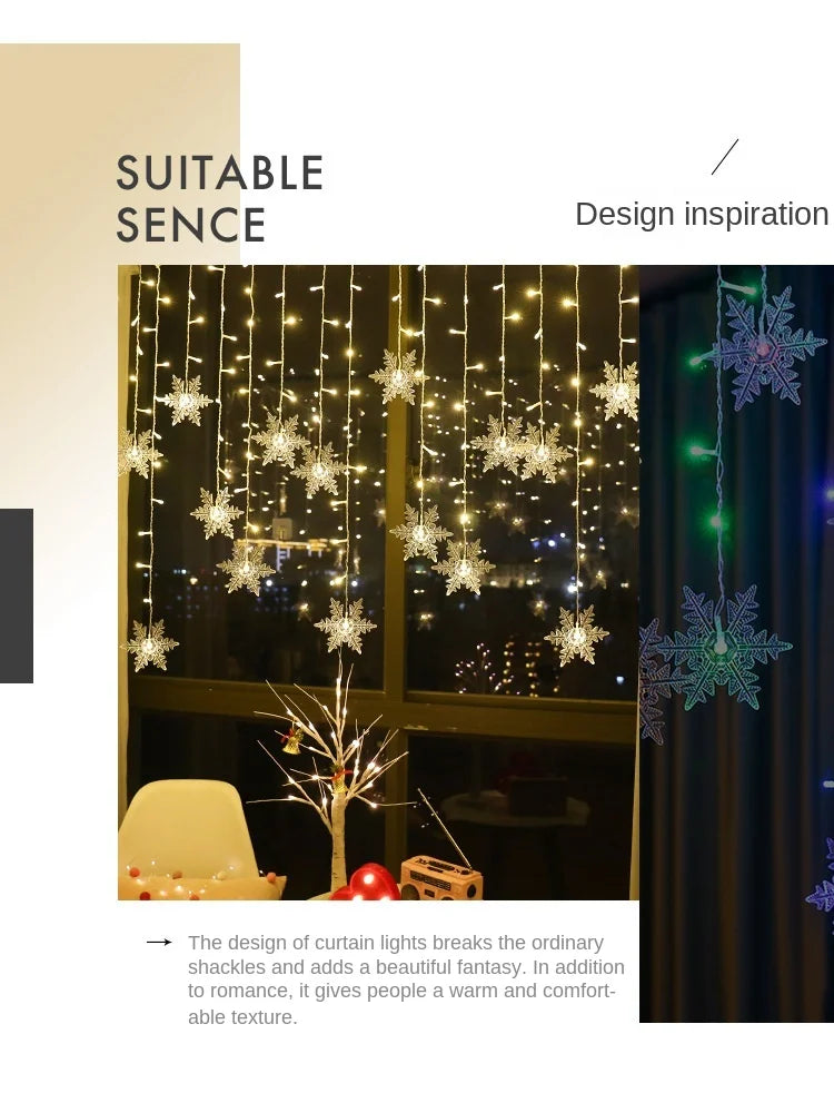 Snowflake LED Curtain Lights 3.2M