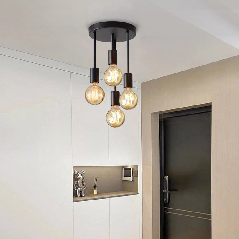 Modern Four Bulb Semi Flush Ceiling Light