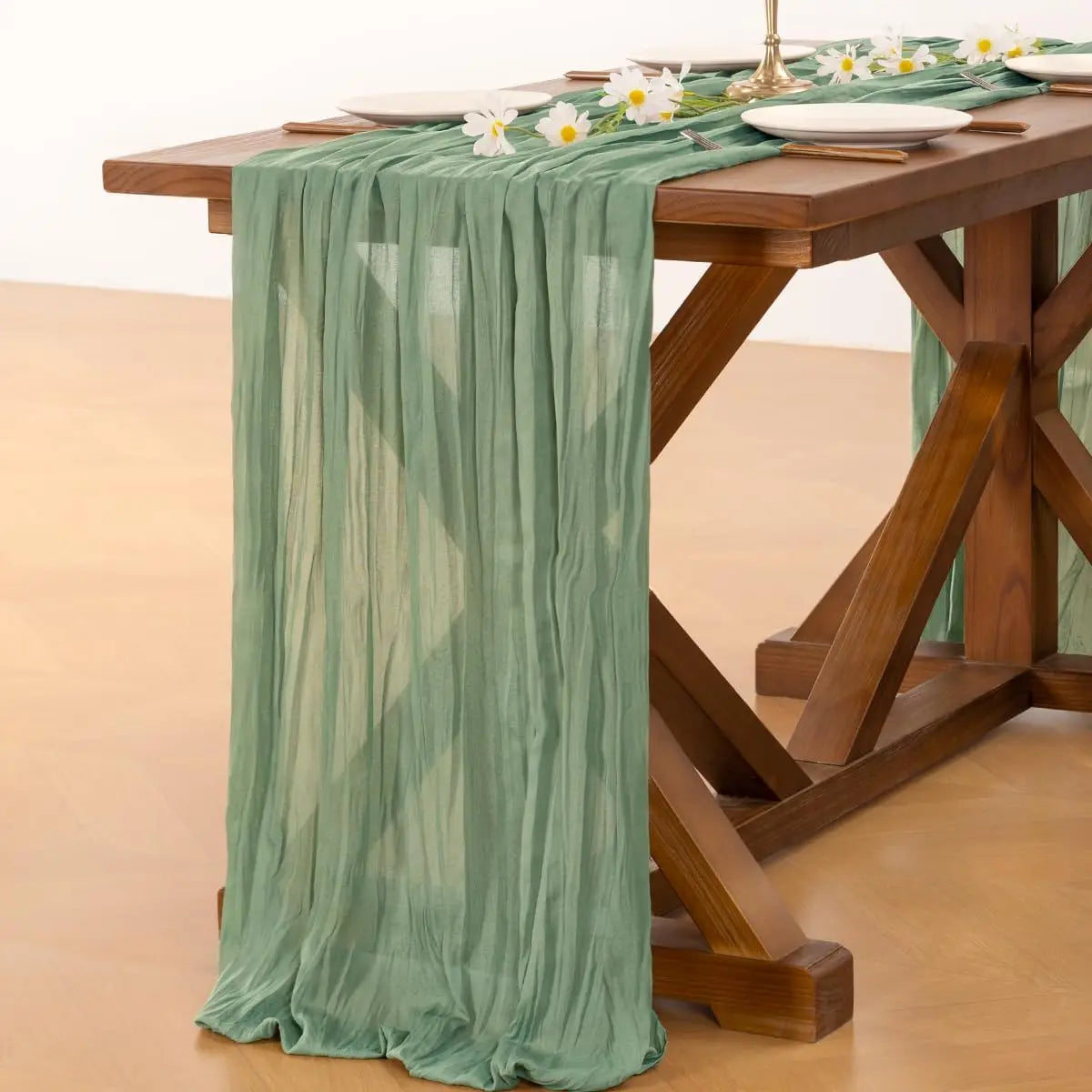 CheeseCloth Table Runner, 40x270cm Boho Gauze Fabric Rustic Sheer