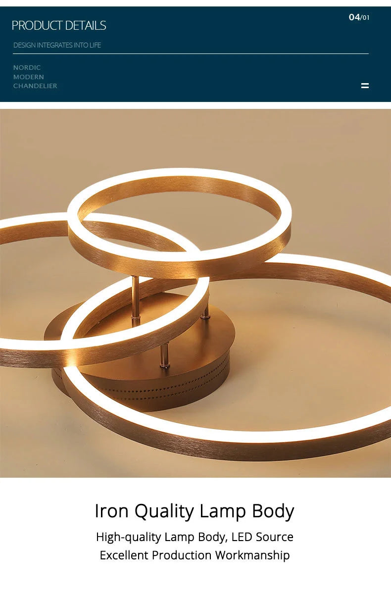 Gold Multi Ring LED Chandelier