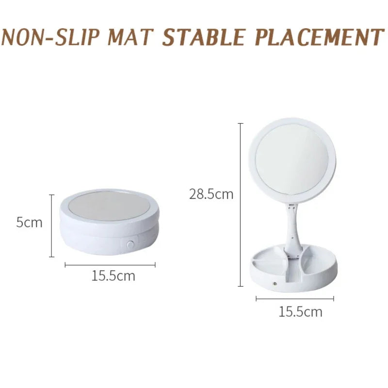 LED Daylight Makeup Mirror, 360 Rotating with Detachable Base