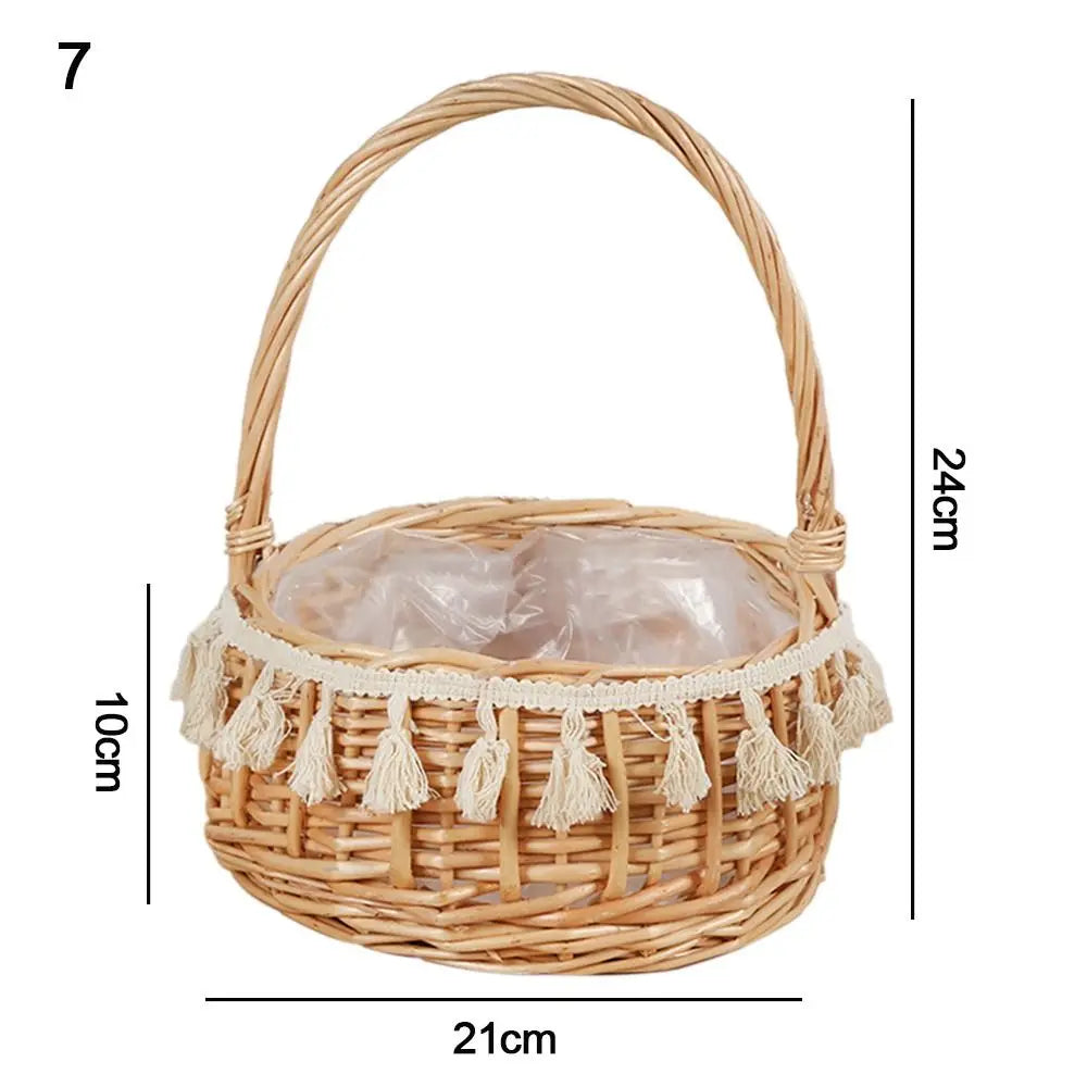 Half Moon Woven Wicker Basket with Handle