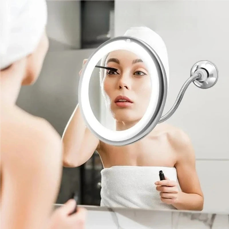 10X Magnifying LED Makeup Mirror with Flexible Gooseneck