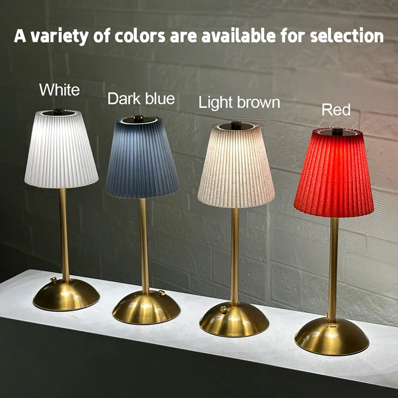 Cordless Pleated Nightstand Lamp