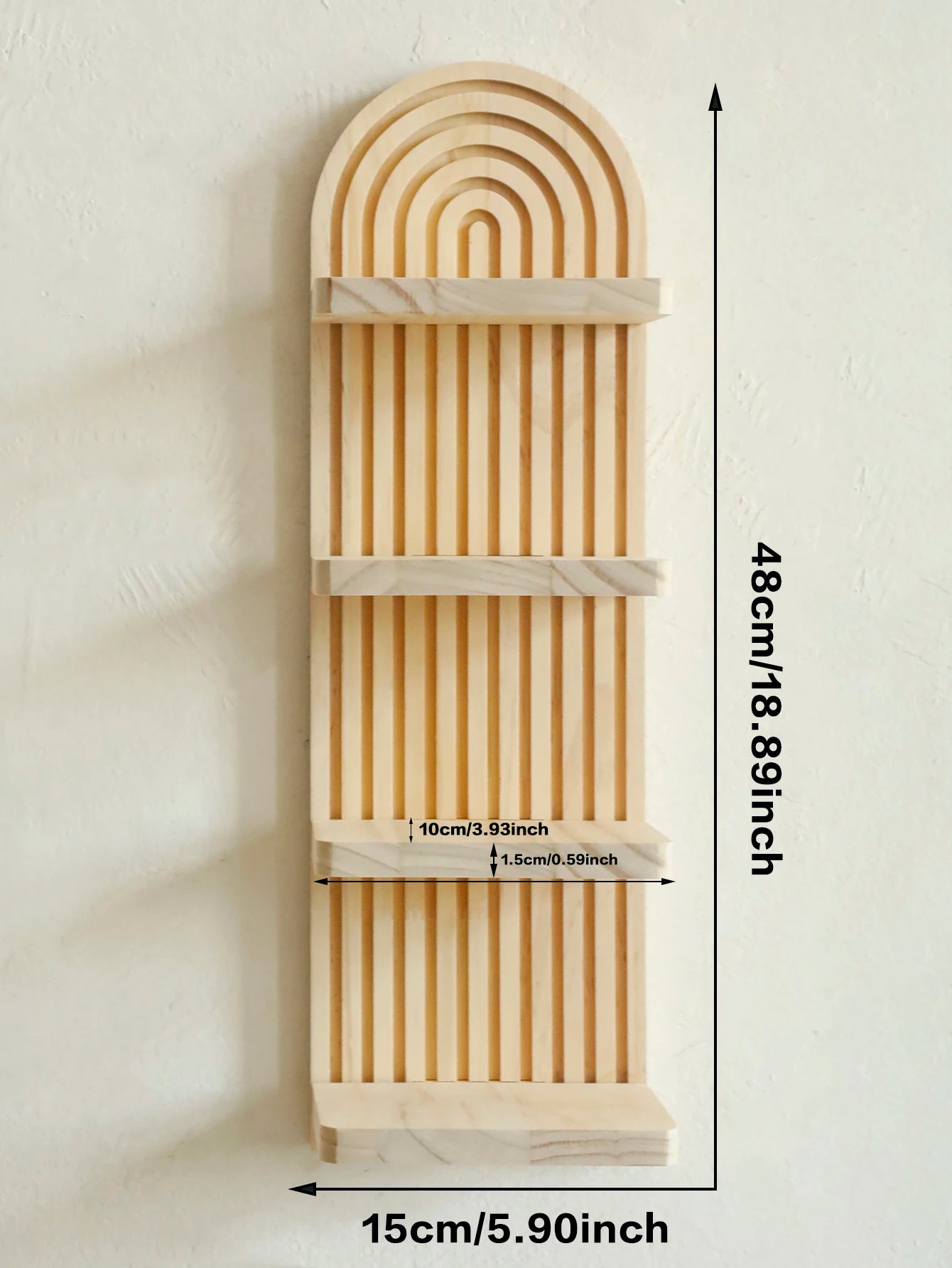 Boho Geometric Wooden Wall Shelf