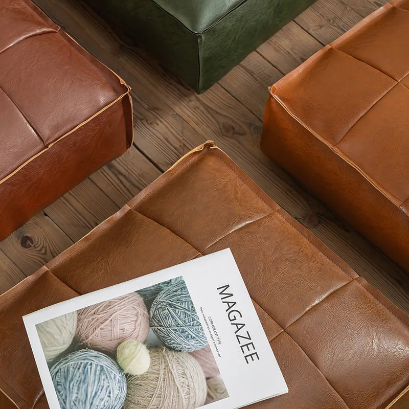 Moroccan Leather Floor Cushion Cover