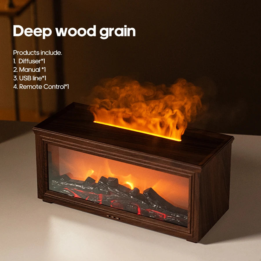 Simulated Fireplace Flames Aroma Diffuser Aromatherapy Ultrasonic Air