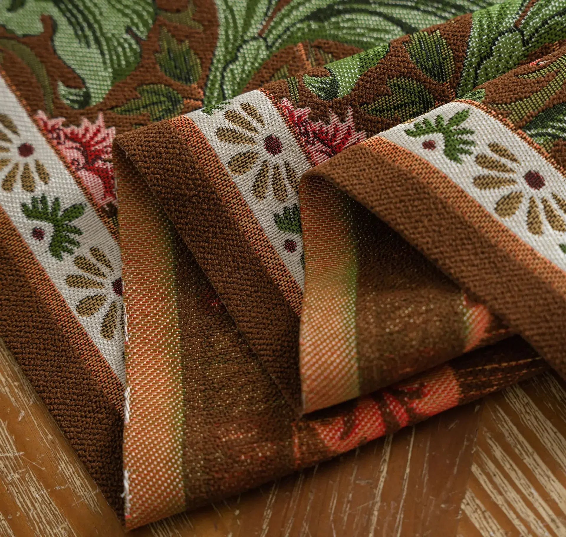 Plant Flower Table Runner with Tassels Jacquard Living Room Cabinet