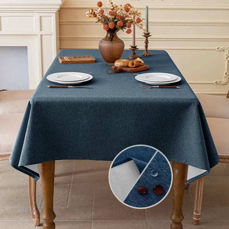 Cotton and Linen Three-proof Tablecloth Waterproof and Dustproof Solid