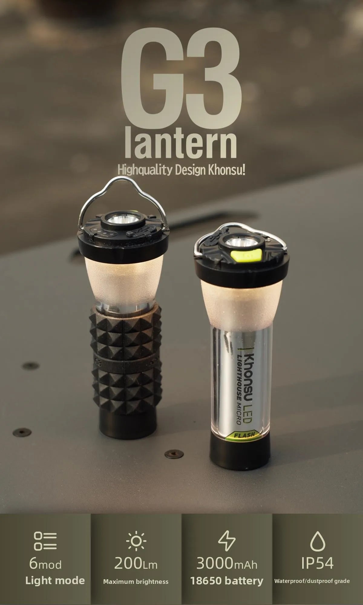 3000mah GZ Lighthouse camping light Super Long Battery Life LED Camping