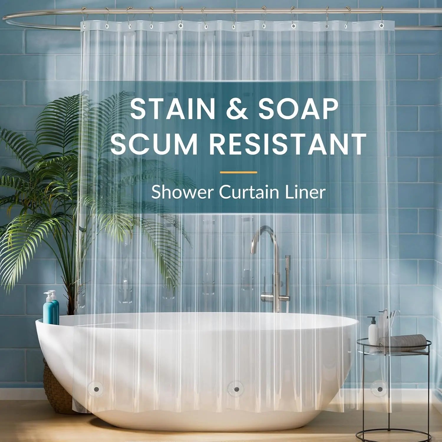 Clear Shower Curtain Liner, Peva 72x72 Lightweight Waterproof